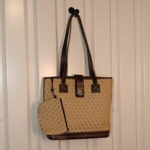 Dooney & Bourke Signature Jacquard Leather Canvas Shoulderbag Shopper Tote Purse